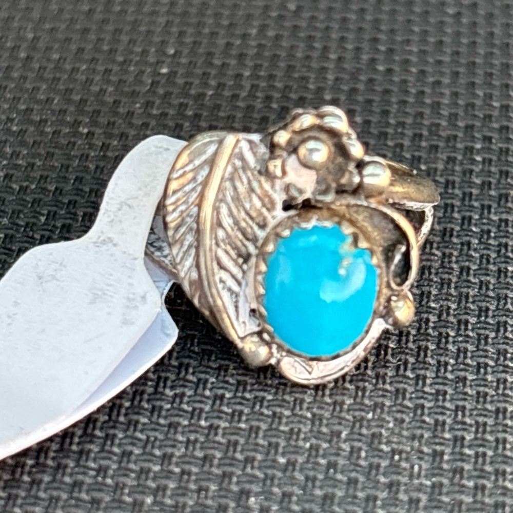 Turquoise Silver Leaf Ring
